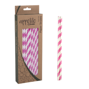 APPETITO Paper straws pack 50 - Pink stripes