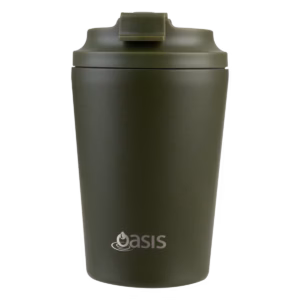 Oasis- Ceramic lined double wall insulated coffee cup - 360ml Forest Green