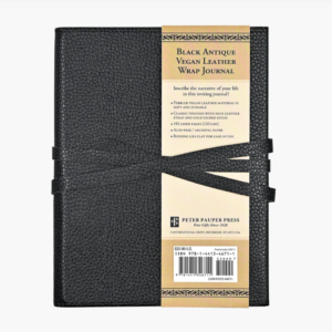 Black Antique Vegan Leather Wrap Journal