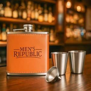Men's Republic Hip Flask, Funnel and 2 Cups