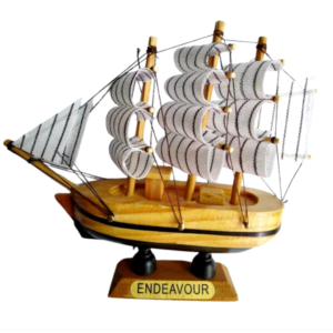 Wooden Sailing Ship with Canvas Sails-Endeavour