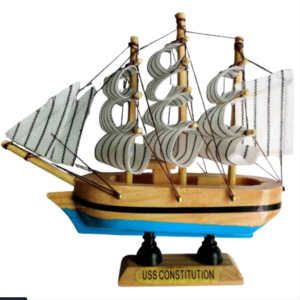Wooden Sailing Ship with Canvas Sails-USS Constitution